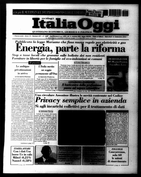 Italia oggi : quotidiano di economia finanza e politica